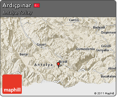 Shaded Relief Panoramic Map of Ardıçpınar