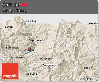 Shaded Relief Panoramic Map of Çaltepe