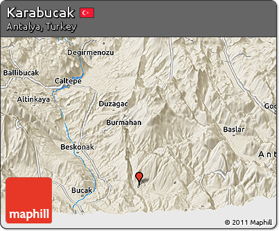 Shaded Relief Panoramic Map of Karabucak