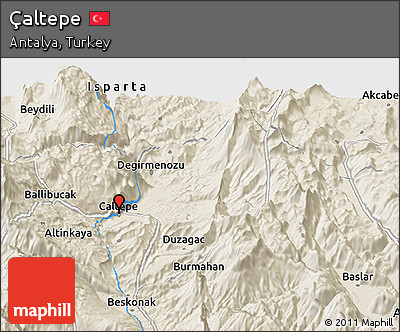 Shaded Relief Panoramic Map of Çaltepe