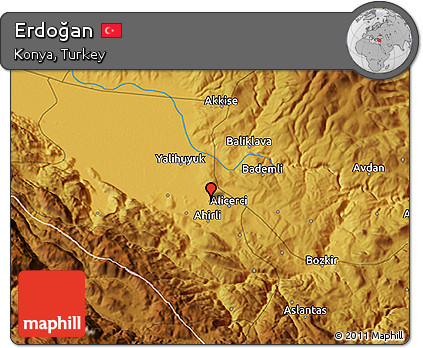 Physical 3D Map of Erdoğan