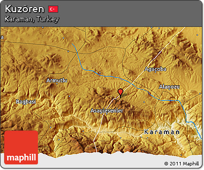 Physical 3D Map of Kuzören
