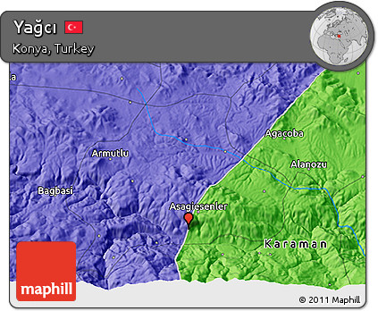 Political 3D Map of Yağcı