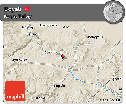 Shaded Relief 3D Map of Boyalı
