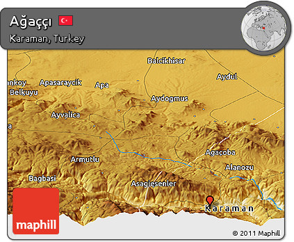Physical Panoramic Map of Ağaççı