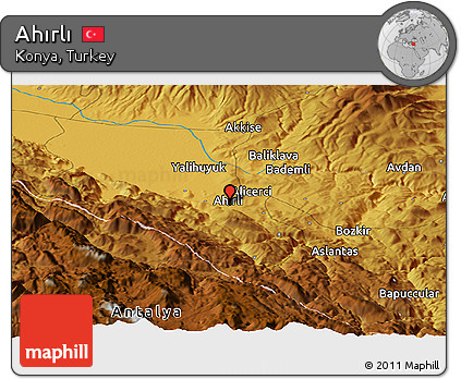 Physical Panoramic Map of Ahırlı