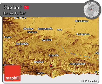 Physical Panoramic Map of Kaplanlı