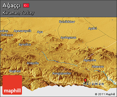 Physical Panoramic Map of Ağaççı