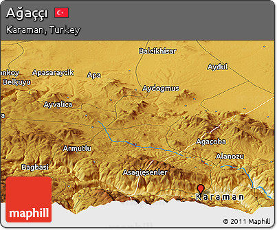 Physical Panoramic Map of Ağaççı