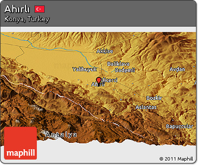 Physical Panoramic Map of Ahırlı