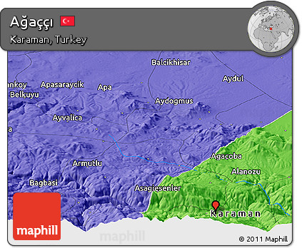 Political Panoramic Map of Ağaççı