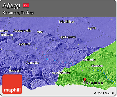 Political Panoramic Map of Ağaççı
