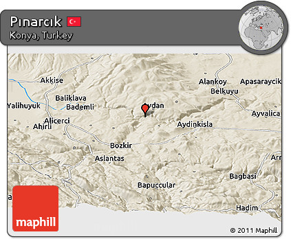 Shaded Relief Panoramic Map of Pınarcık