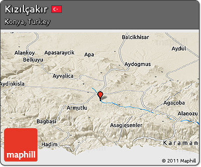 Shaded Relief Panoramic Map of Kızılçakır
