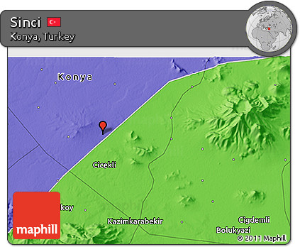 Political 3D Map of Sinci