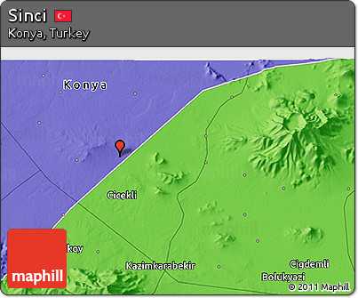 Political 3D Map of Sinci