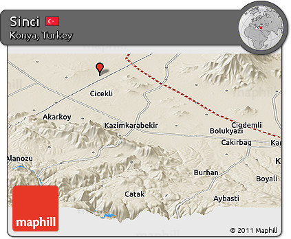 Shaded Relief Panoramic Map of Sinci