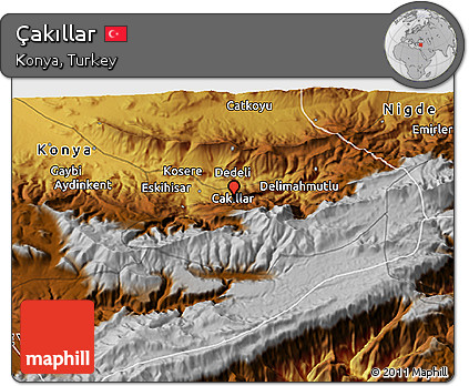 Physical 3D Map of Çakıllar