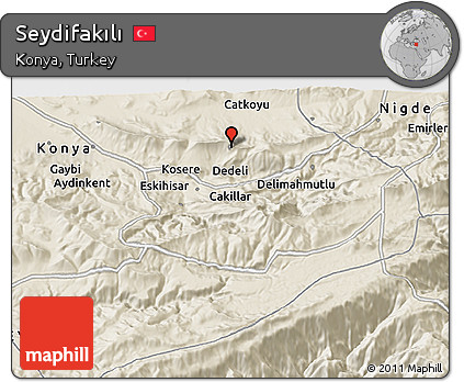 Shaded Relief 3D Map of Seydifakılı