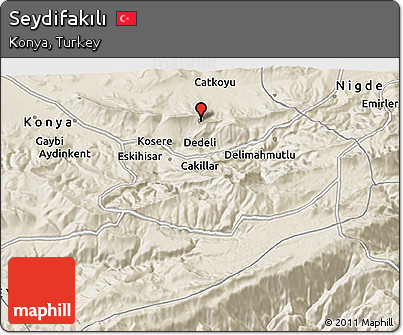 Shaded Relief 3D Map of Seydifakılı