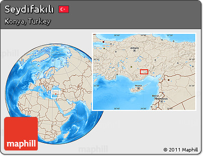 Shaded Relief Location Map of Seydifakılı