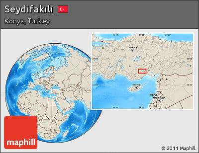 Shaded Relief Location Map of Seydifakılı