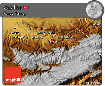Physical Map of Çakıllar