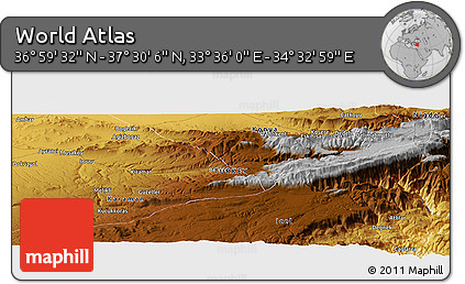 Physical Panoramic Map of the Area around 37° 14' 49" N, 34° 4' 30" E