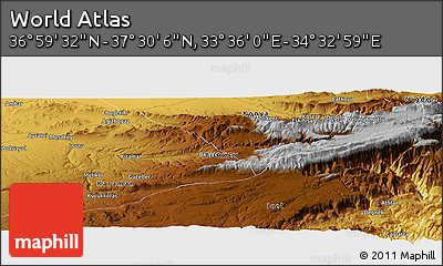 Physical Panoramic Map of the Area around 37° 14' 49" N, 34° 4' 30" E