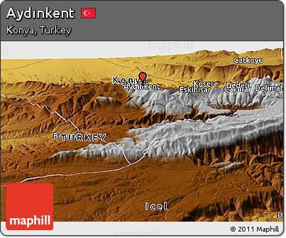 Physical Panoramic Map of Aydınkent