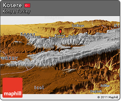 Physical Panoramic Map of Kösere