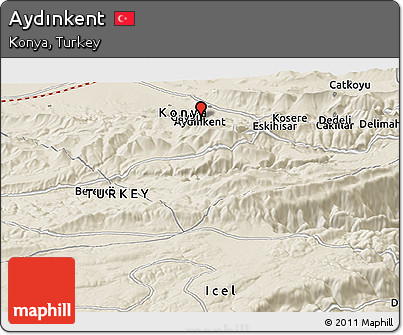 Shaded Relief Panoramic Map of Aydınkent