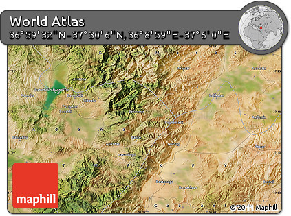 Satellite Map of the Area around 37° 14' 49" N, 36° 37' 30" E