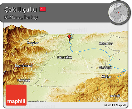Physical Panoramic Map of Çakıllıçullu