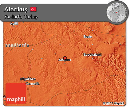 Political 3D Map of Alankuş