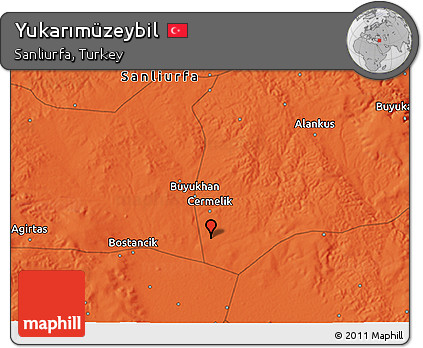 Political 3D Map of Yukarımüzeybil