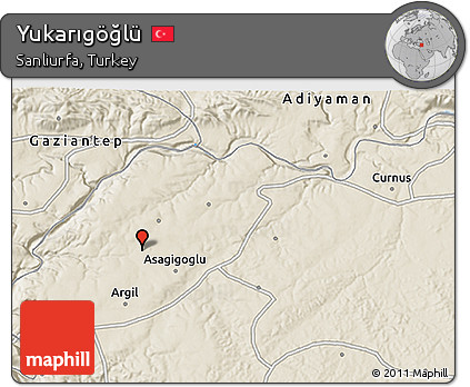 Shaded Relief 3D Map of Yukarıgöğlü