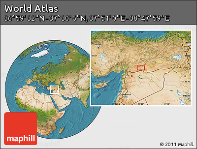 Satellite Location Map of the Area around 37° 14' 49" N, 38° 19' 30" E