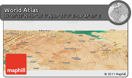 Satellite Panoramic Map of the Area around 37° 14' 49" N, 38° 19' 30" E
