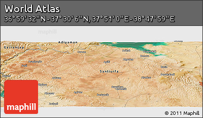 Satellite Panoramic Map of the Area around 37° 14' 49" N, 38° 19' 30" E