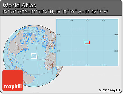 Gray Location Map of the Area around 37° 14' 49" N, 38° 10' 29" W