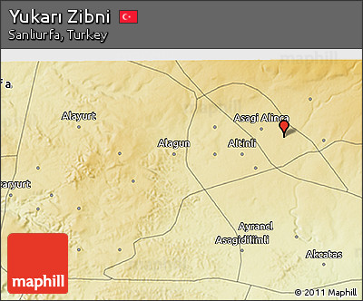 Physical 3D Map of Yukarı Zibni