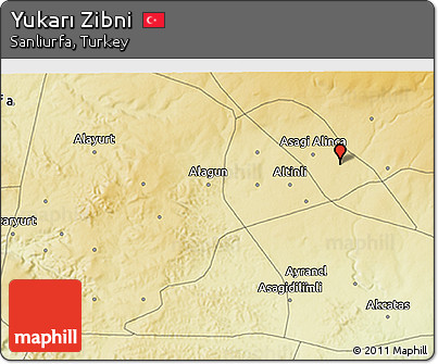 Physical 3D Map of Yukarı Zibni
