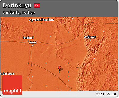 Political 3D Map of Derinkuyu