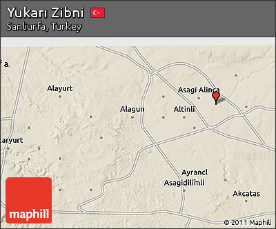 Shaded Relief 3D Map of Yukarı Zibni