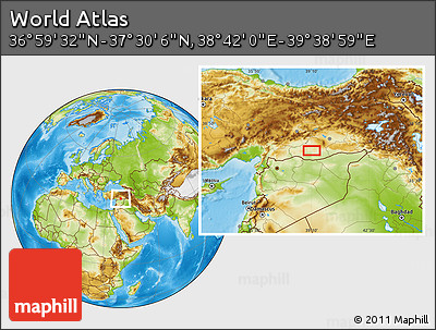 Physical Location Map of the Area around 37° 14' 49" N, 39° 10' 29" E