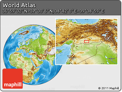 Physical Location Map of the Area around 37° 14' 49" N, 39° 10' 29" E