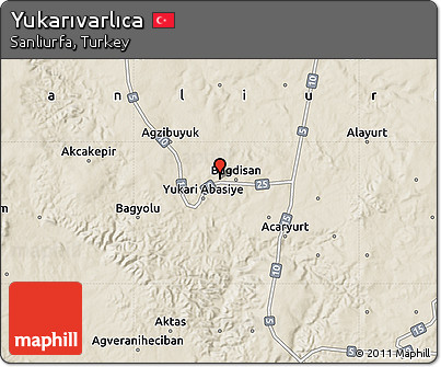 Shaded Relief Map of Yukarıvarlıca
