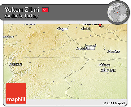 Physical Panoramic Map of Yukarı Zibni