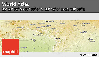 Physical Panoramic Map of the Area around 37° 14' 49" N, 39° 10' 29" E